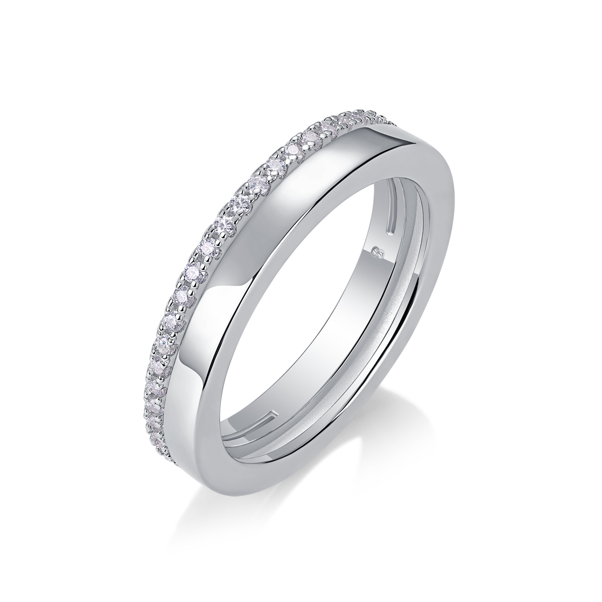 1Double Ring Shadow - Ensemble diamant moissanite S925