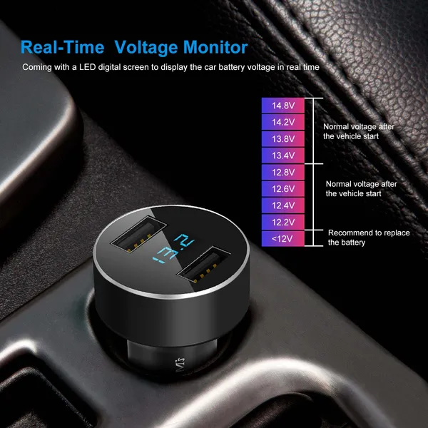 Chargeur auto USB double alliage aluminium charge rapide