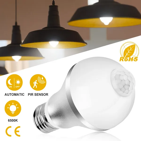 Ampoule capteur mouvement E27 9W 5W 6500K crépuscule à l'aube
