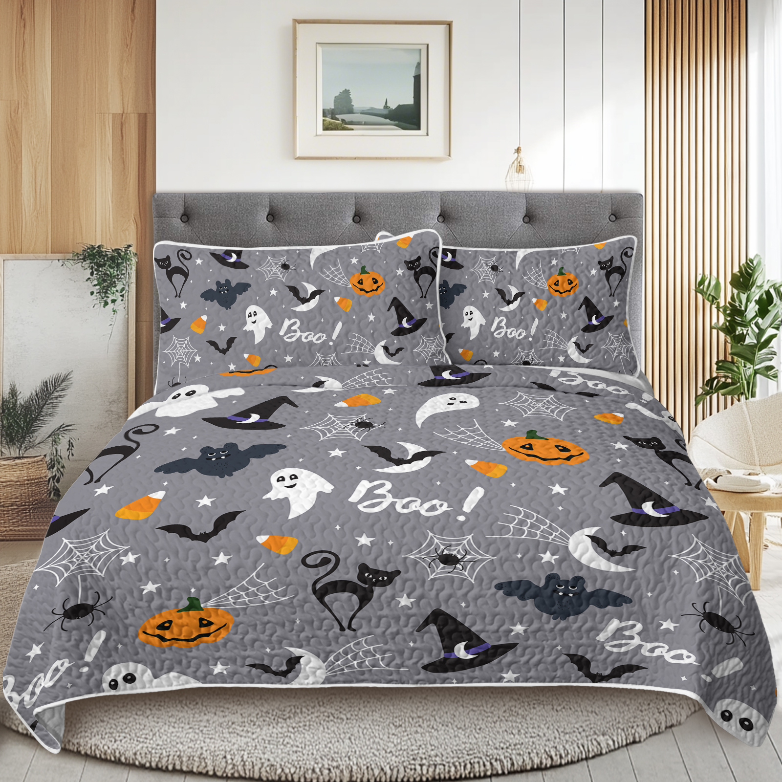Ensemble 3pcs citrouille Halloween couette housse