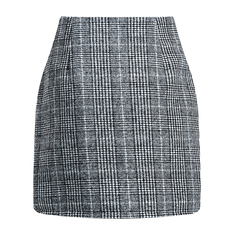 Jupe carreaux taille haute femme crayon mini