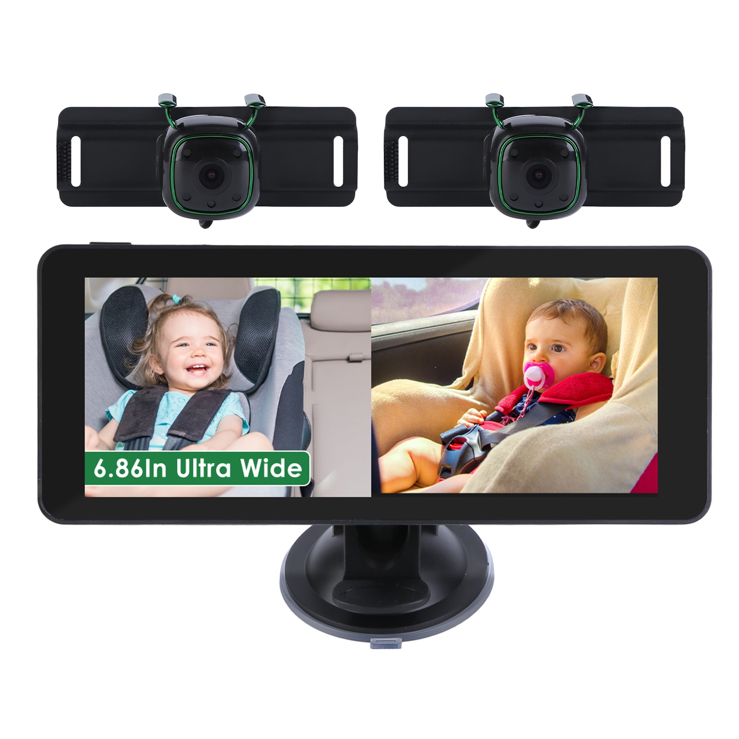 Caméra bébé voiture 1080P 2 enfants vision nocturne