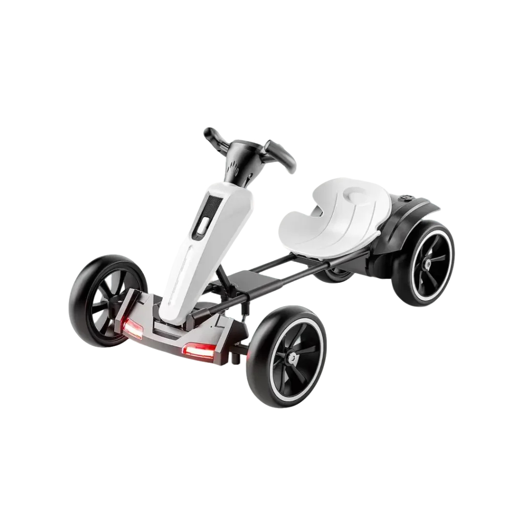 Go-kart électrique 12V pliable blanc, 3-6 ans, siège ajustable