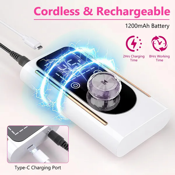 Lime à ongles électrique 45000 RPM, 11 embouts, rechargeable