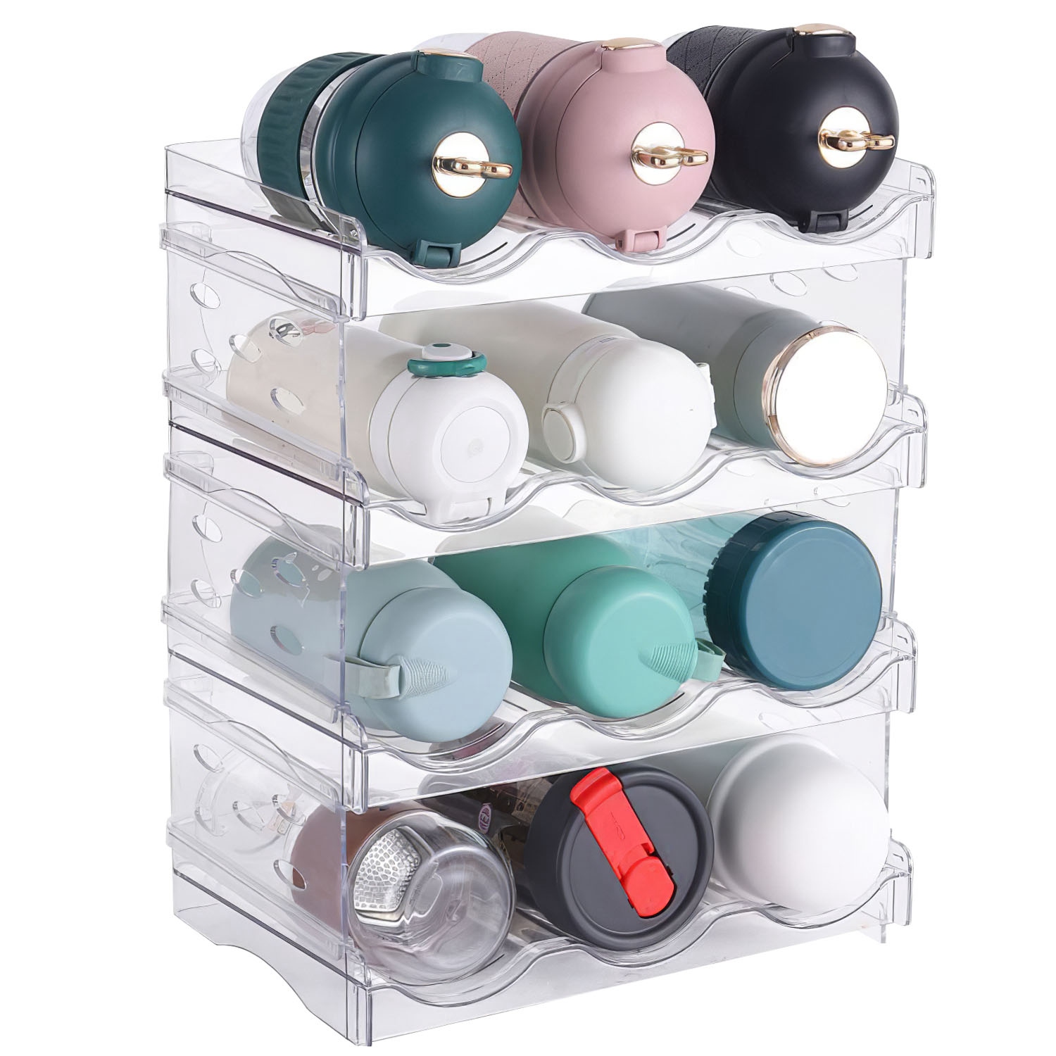 Rangement bouteilles 1 pc 4 étages 12 bouteilles transparent