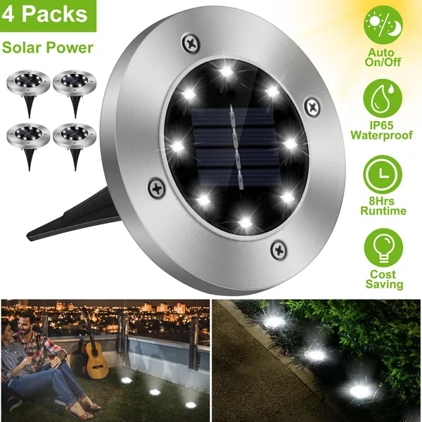 4 lumières sol énergie solaire IP65 étanches
