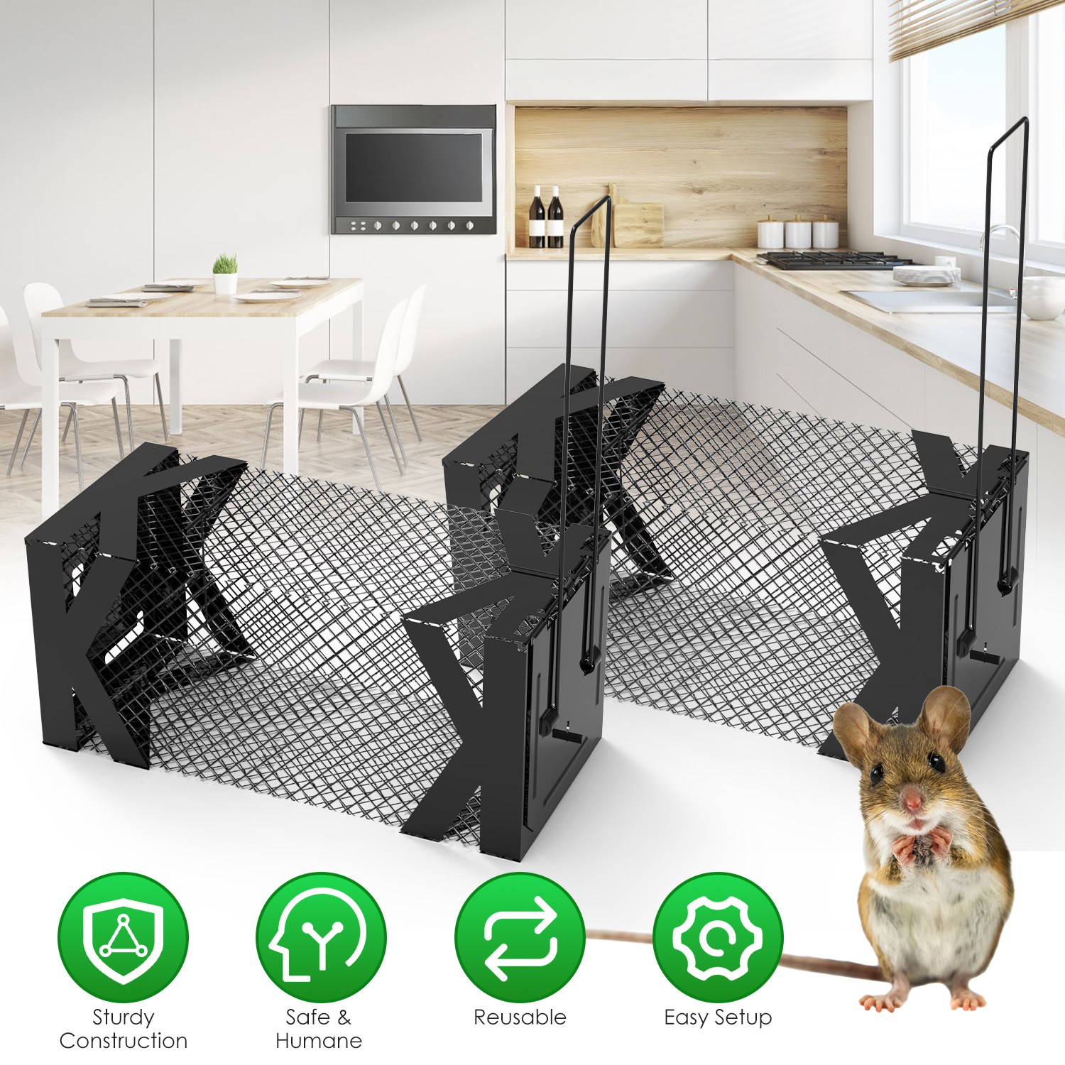 Piège souris humain 2 pcs réutilisable intérieur