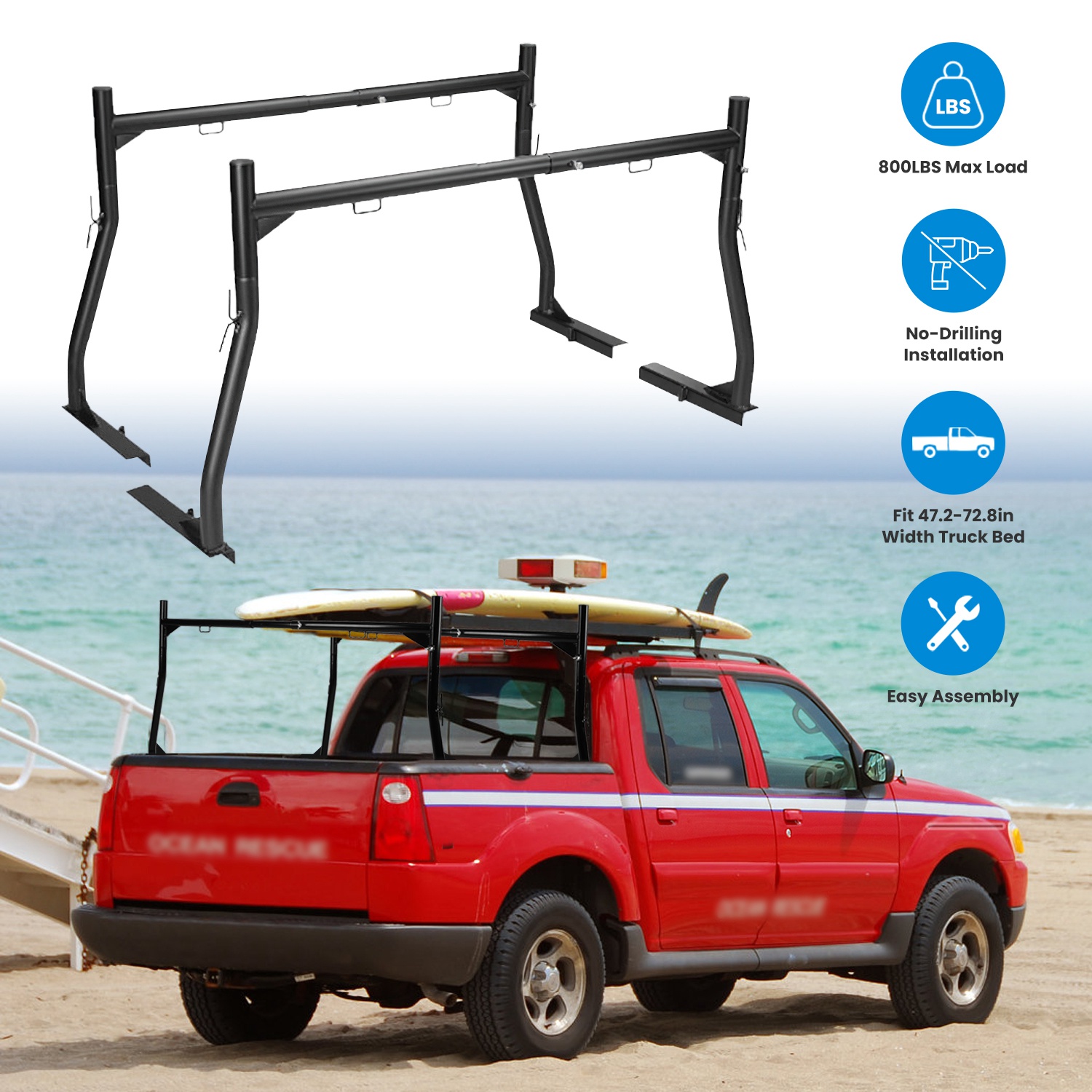 Support kayak camion extensible 800LB 47,2-72,8 po