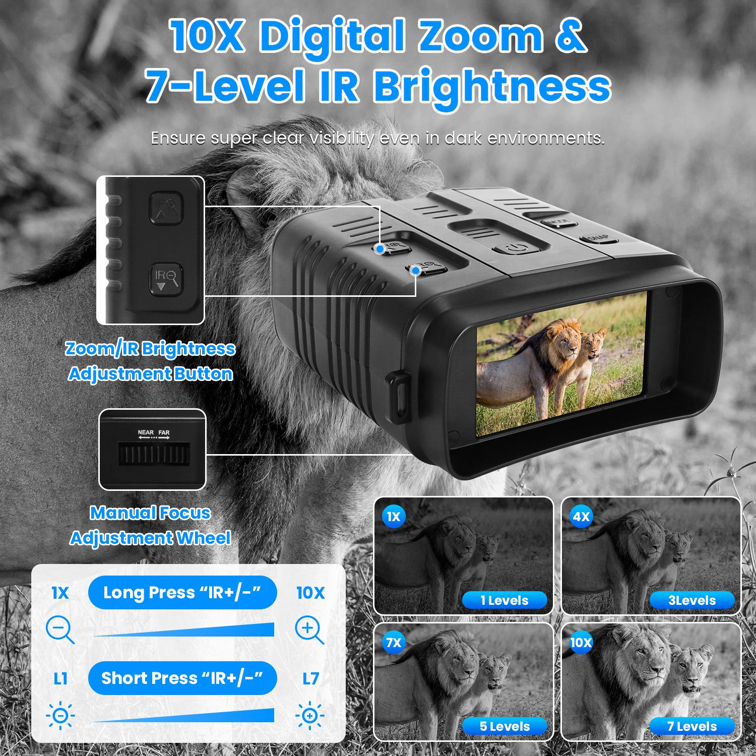 Jumelles vision nocturne 4K 10X zoom 64GB M118