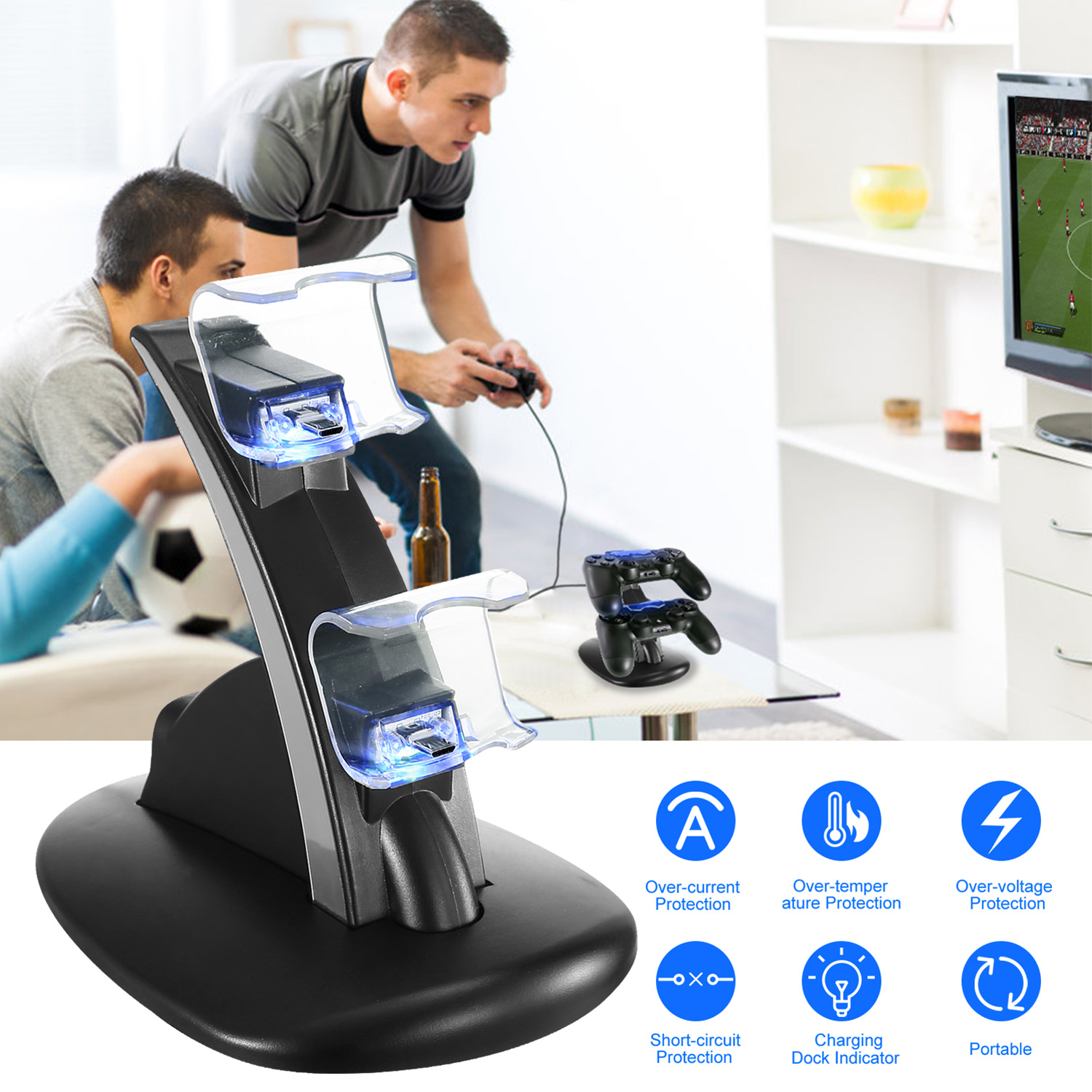 Station recharge dual USB PS4/PS4 Slim contrôleur indicateur