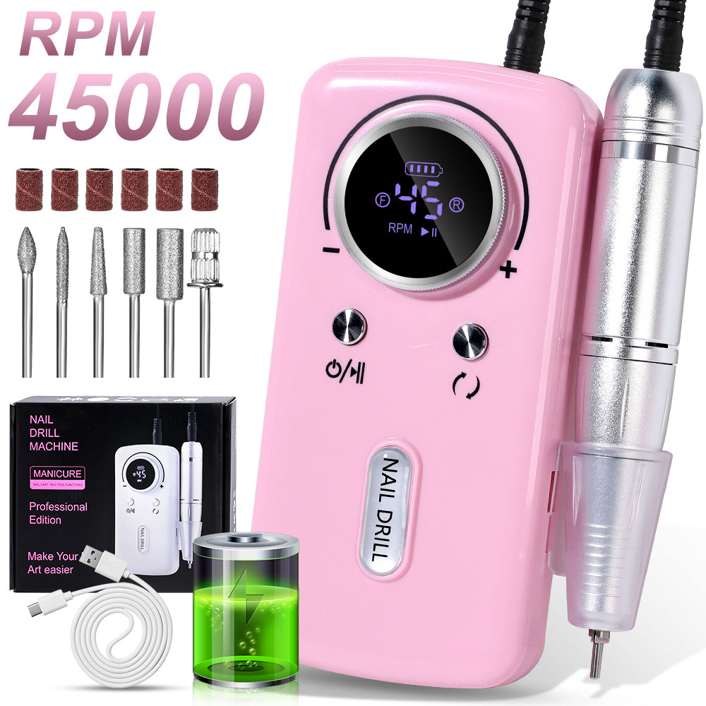 Perceuse ongles électrique 45000RPM 6 embouts