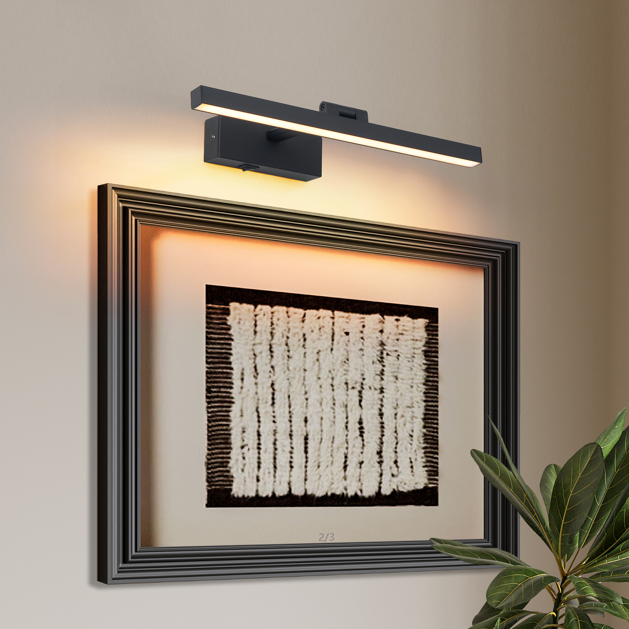 Luminaire salle bain 16po miroir LED gradateur noir