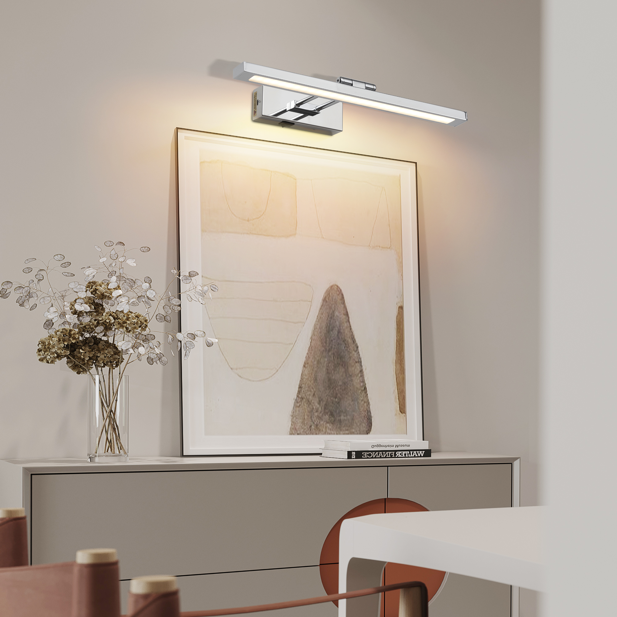 Lampe tableau 16 po sans fil rechargeable chrome