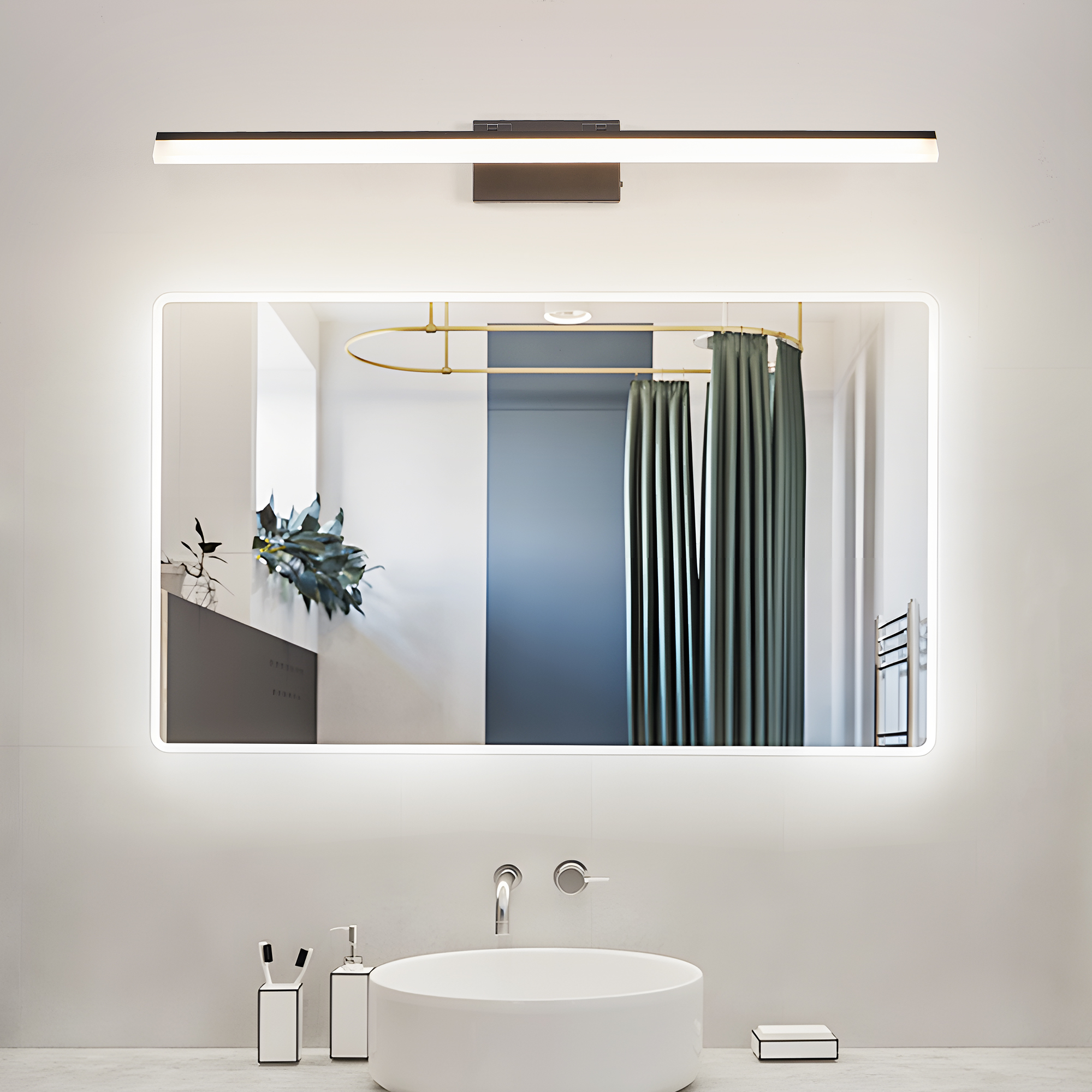 Applique LED 39po salle bain noir moderne