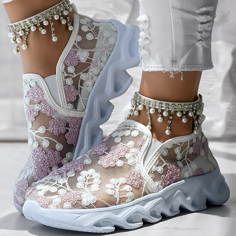 Espadrille maille transparente paillettes respirante