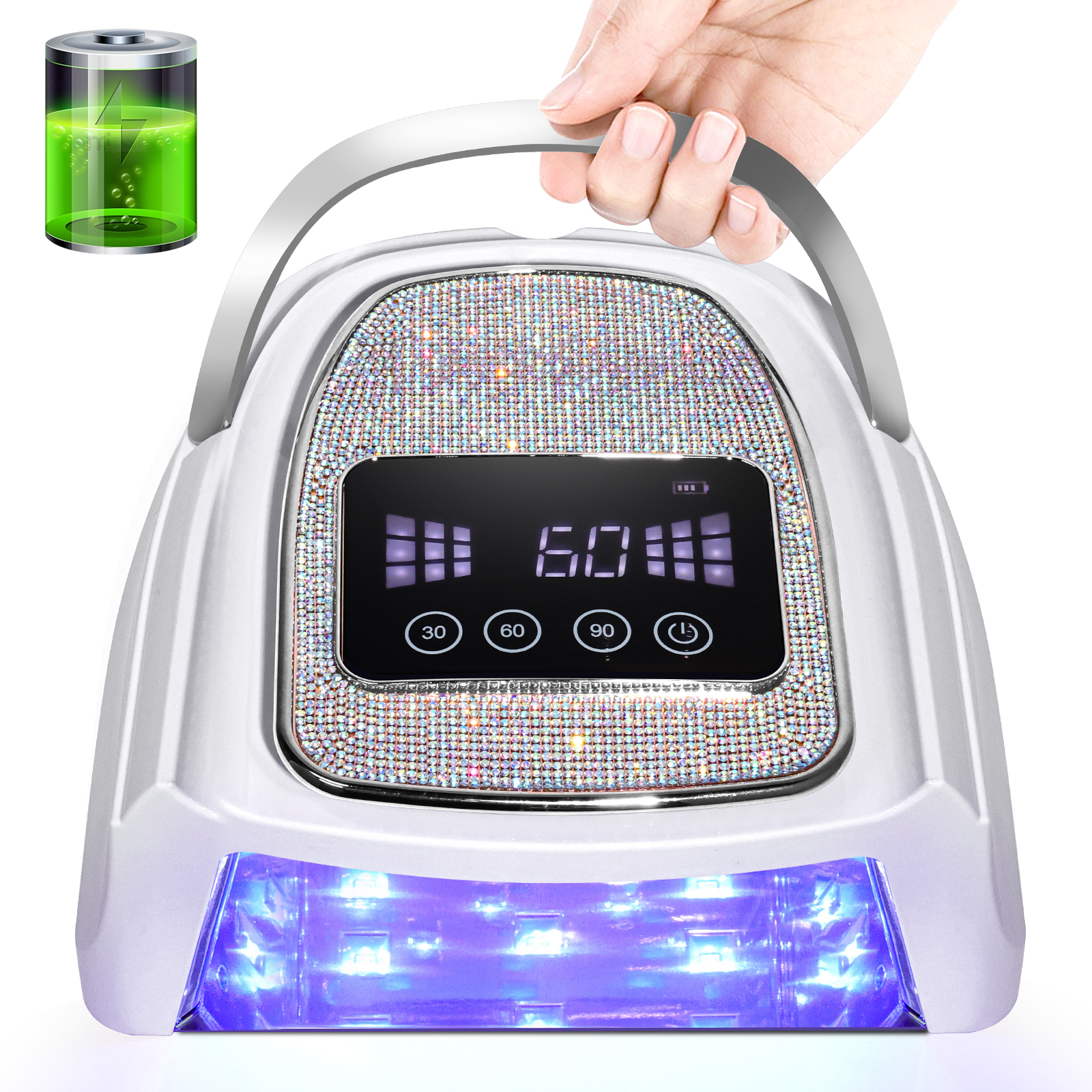 Lampe UV LED rechargeable sans fil pour vernis gel, 4 minuteurs
