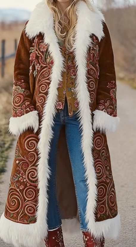 Manteau imprimé manches longues femme