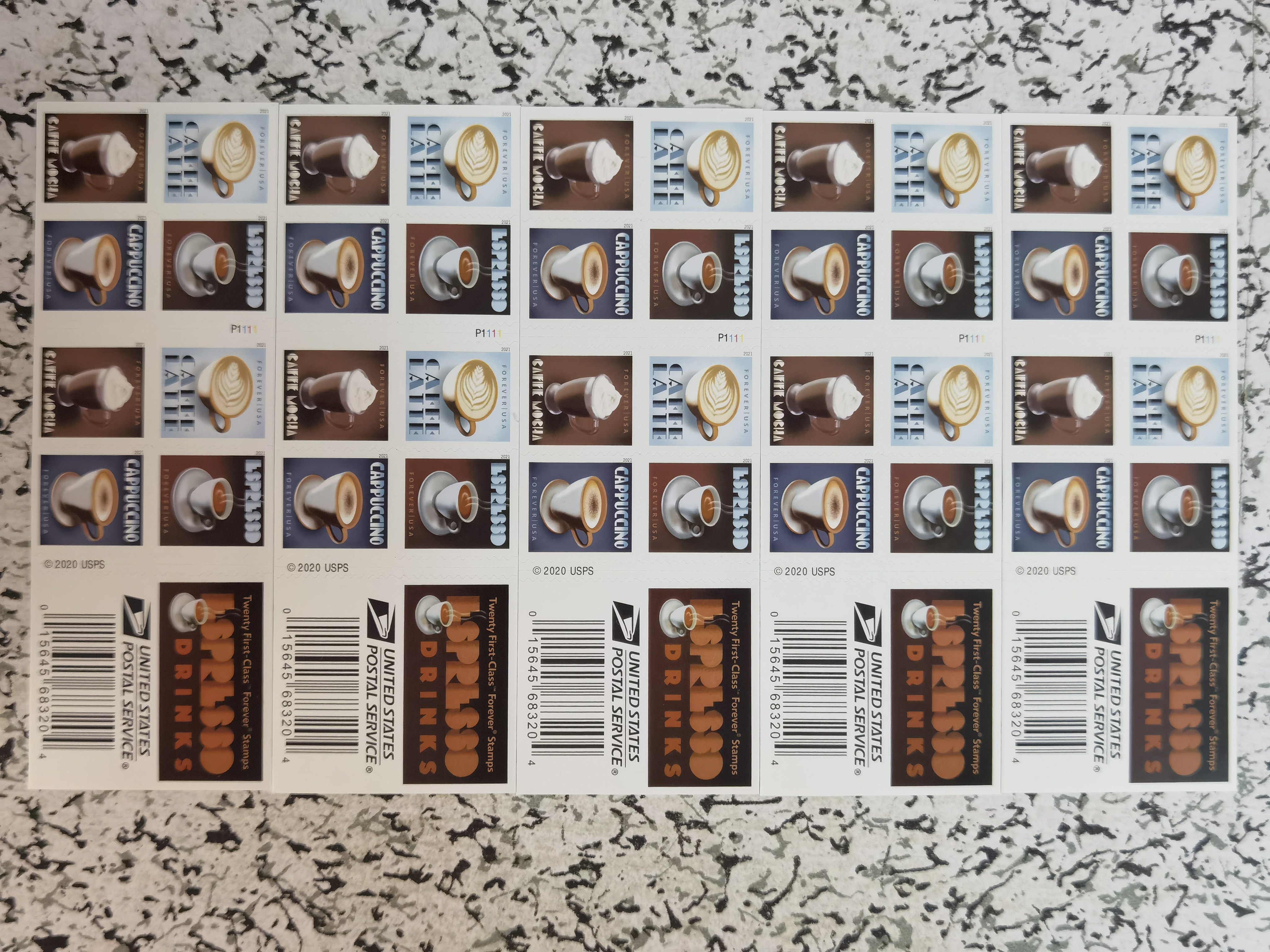 Timbres É-U boissons espresso 100pcs, livraison gratuite