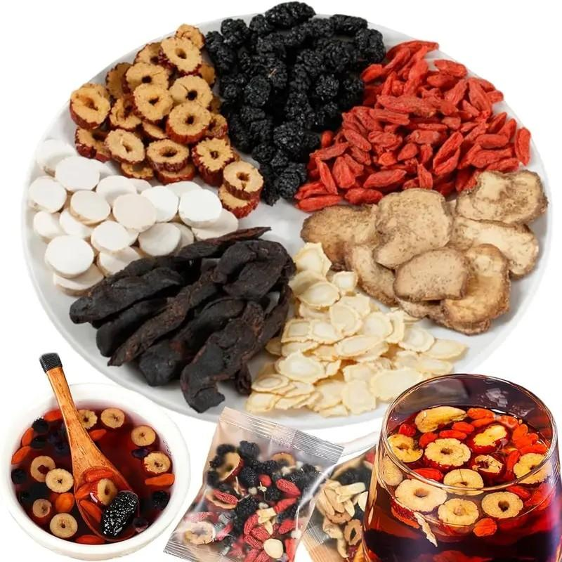 Thé 8 trésors fait main datte rouge et goji, emballage ind.