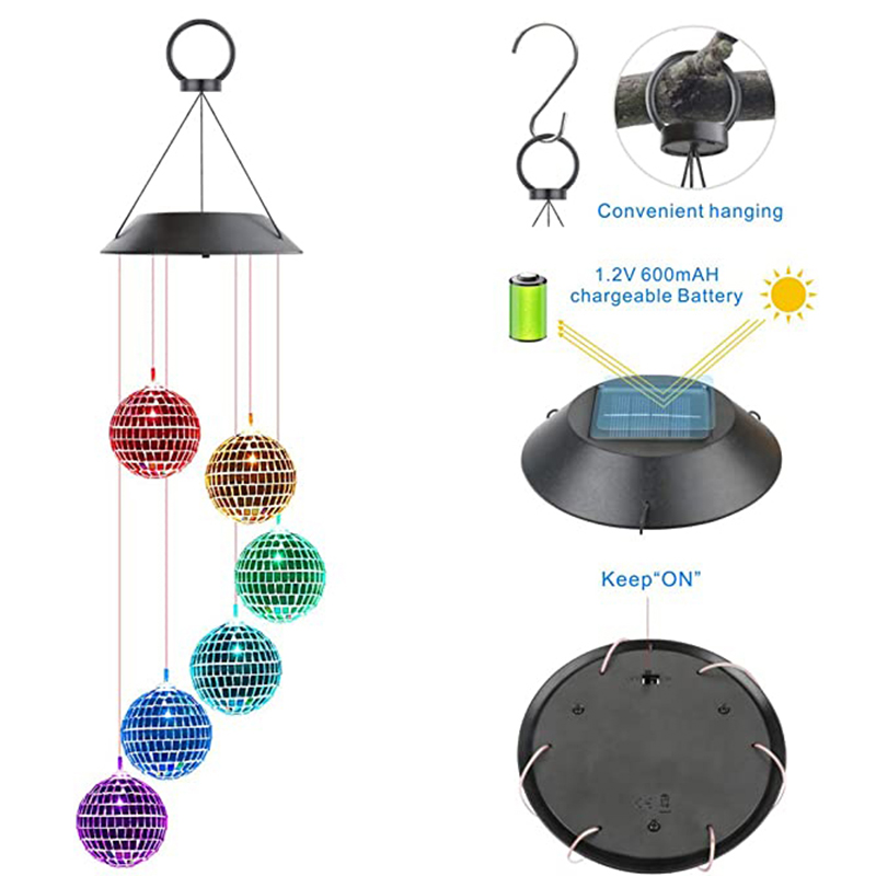 Carillon solaire LED couleur changeante - Décor patio jardin
