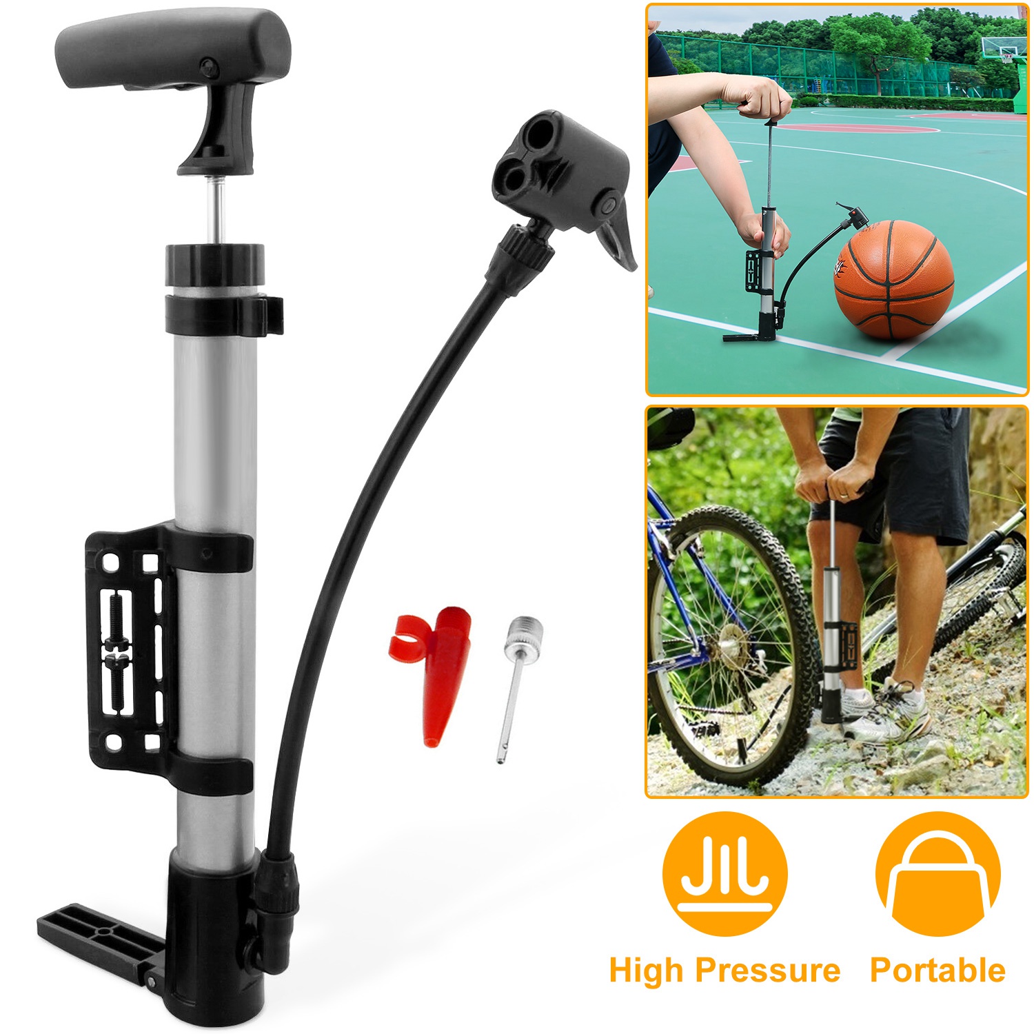 Pompe vélo portative mini pneu avec cadre