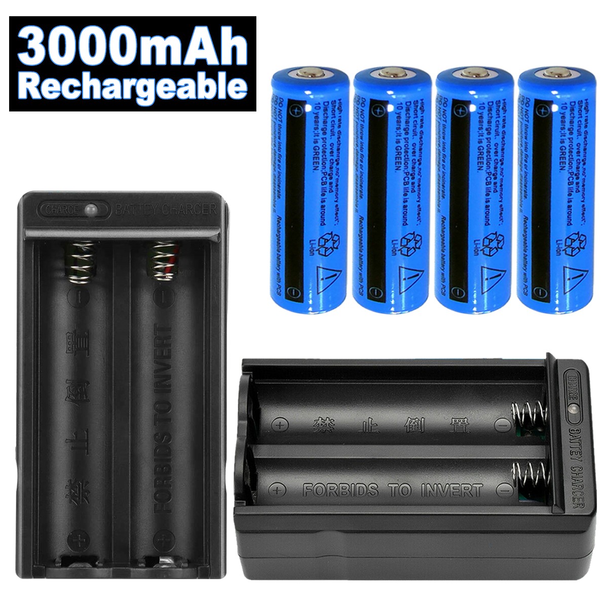 Batterie Li-ion 3000mAh 3.7V rechargeable pour lampe