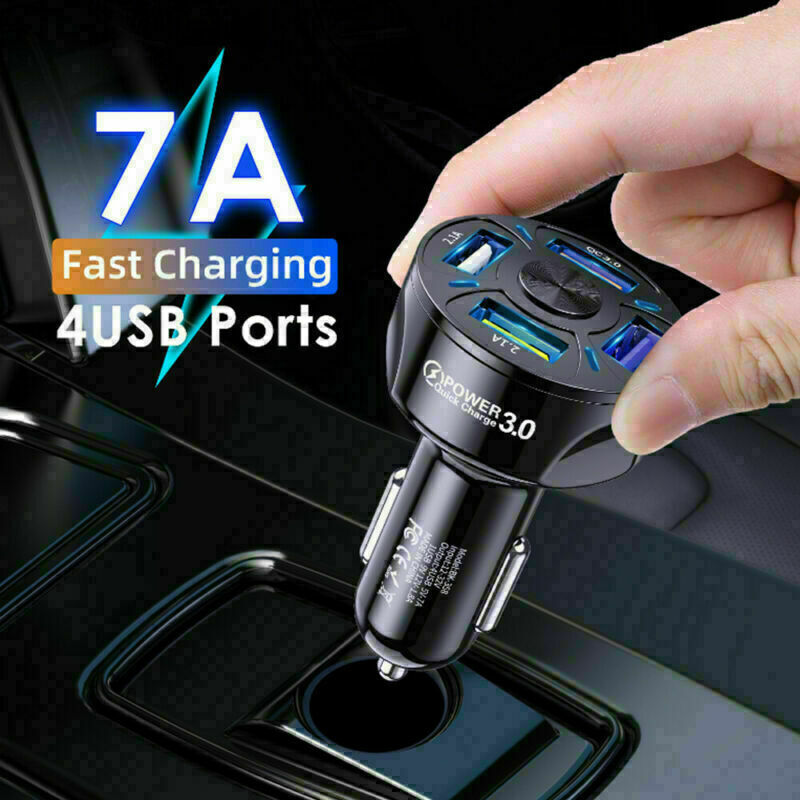 Chargeur auto 4 ports USB 45W rapide pour téléphone adaptateur