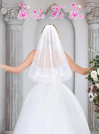 Voile mariée brodé avec serre-tête - Accessoire enterrement vie jeune fille