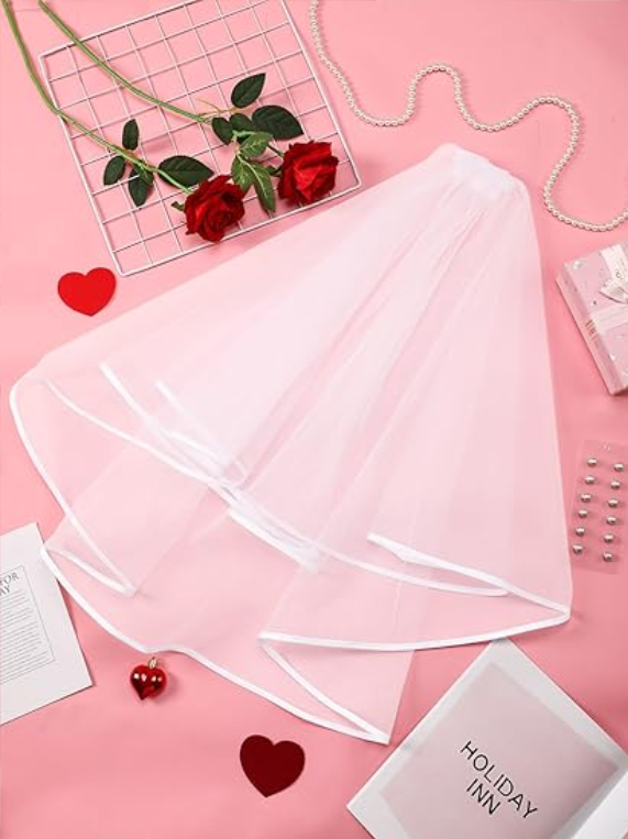 Voile de mariée 2 étages avec 12 poids magnétiques