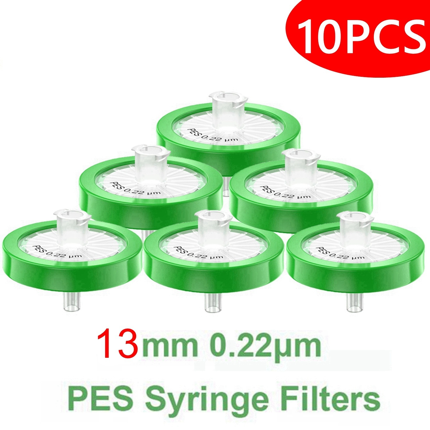 10 filtres seringue PES non-stériles 13mm 0.22um hydrophile
