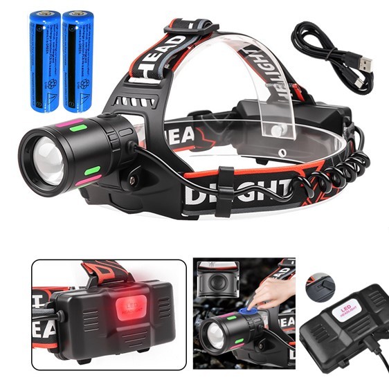 Lampe frontale LED USB rechargeable 3 modes - Torche travail