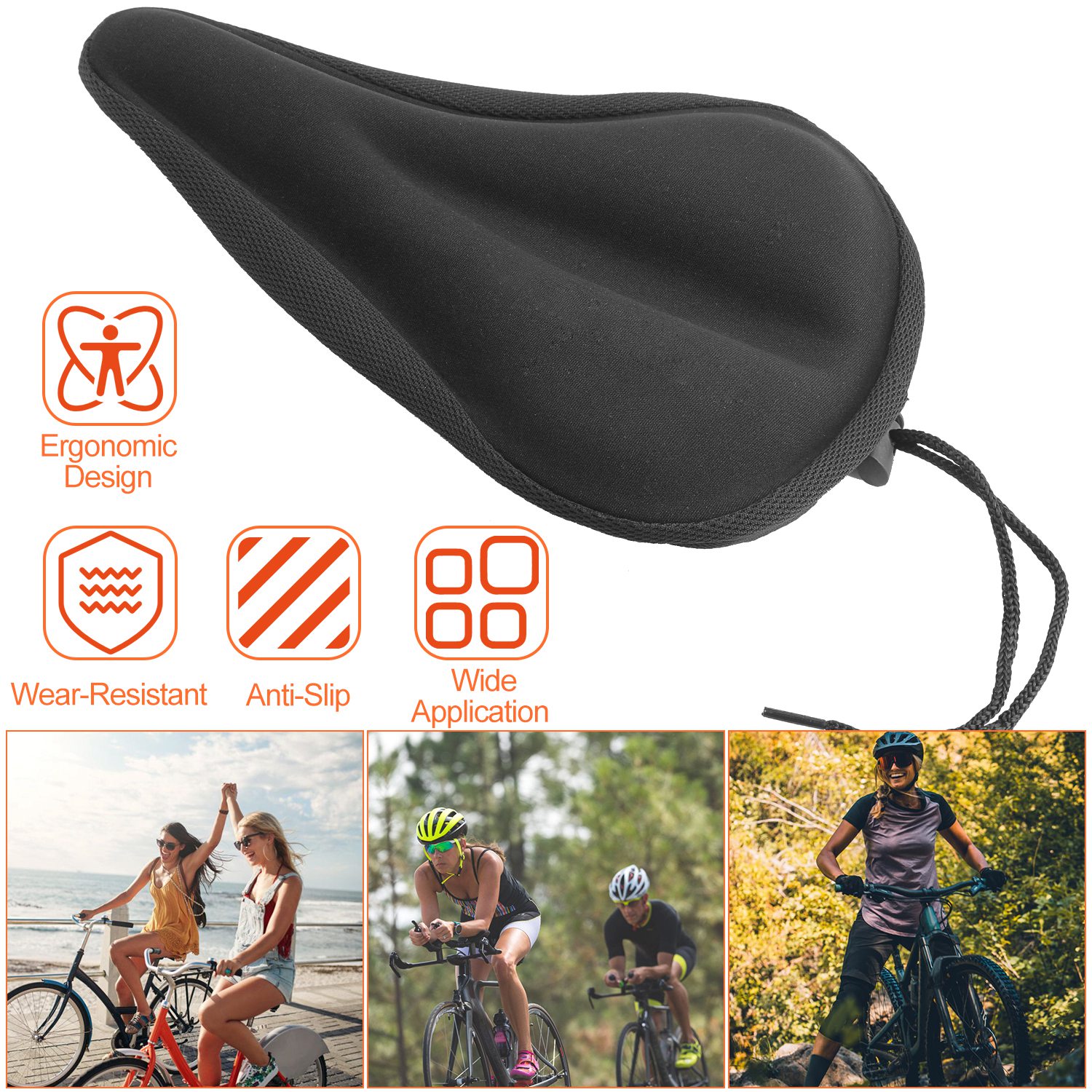 Housse selle vélo gel confortable anti-glisse