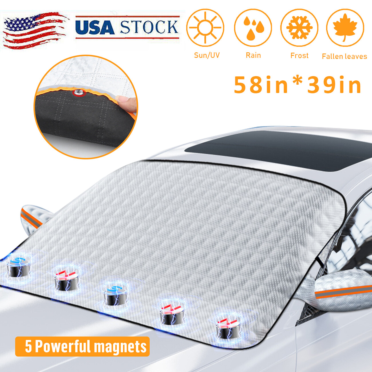 Couverture pare-brise magnétique hiver protection givre neige universelle