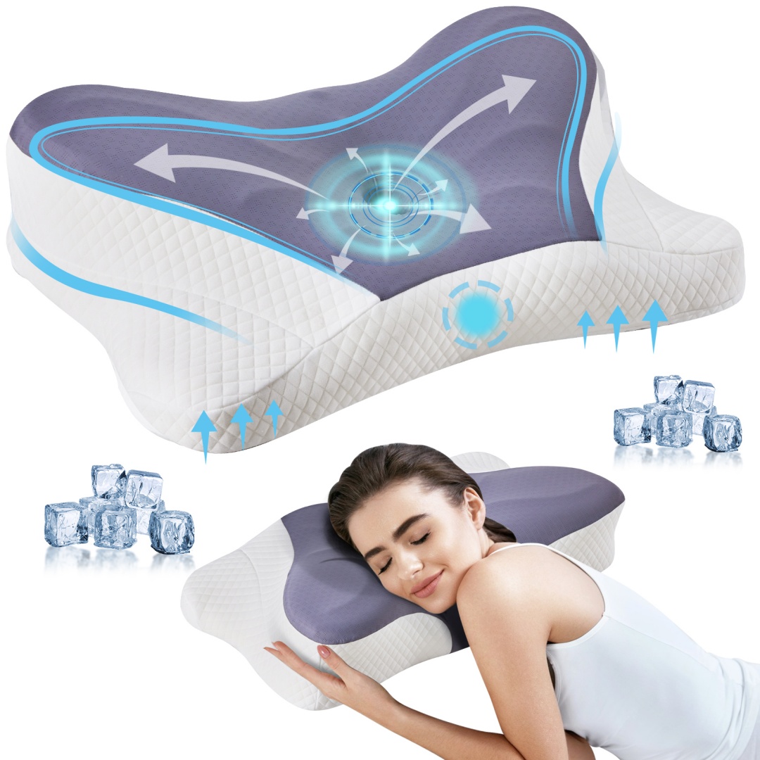 Oreiller cervical mousse mémoire refroidissant ergonomique