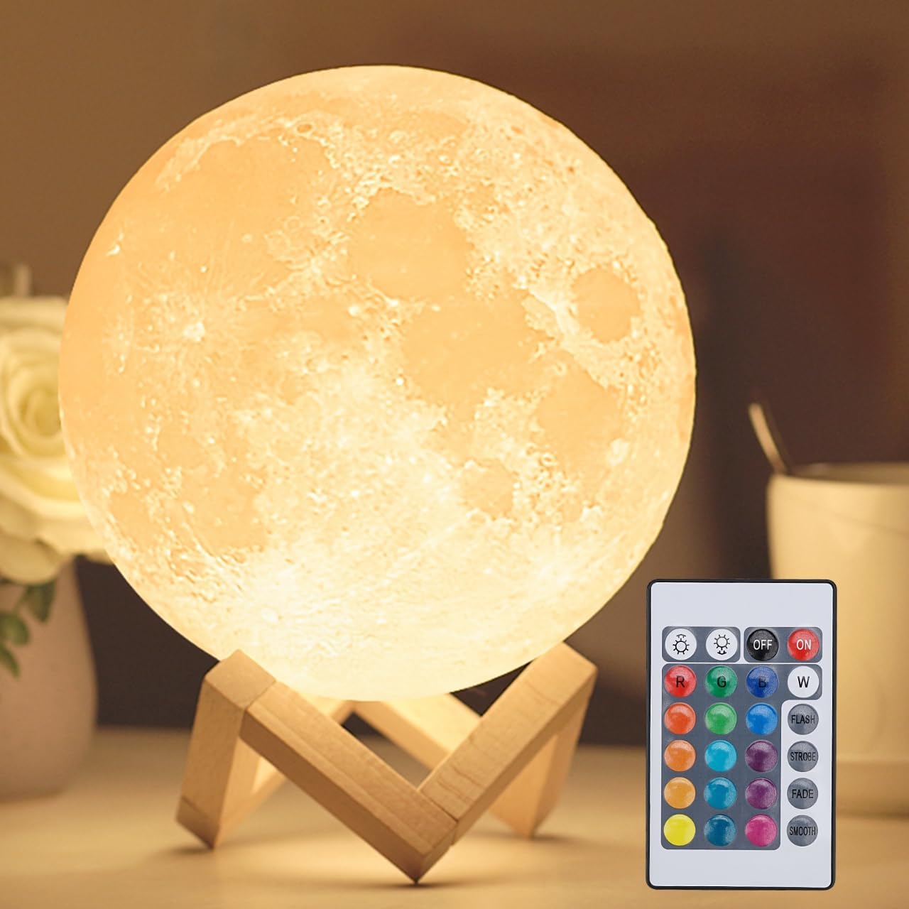 Lampe lune 16 couleurs télécommande créative LED unique