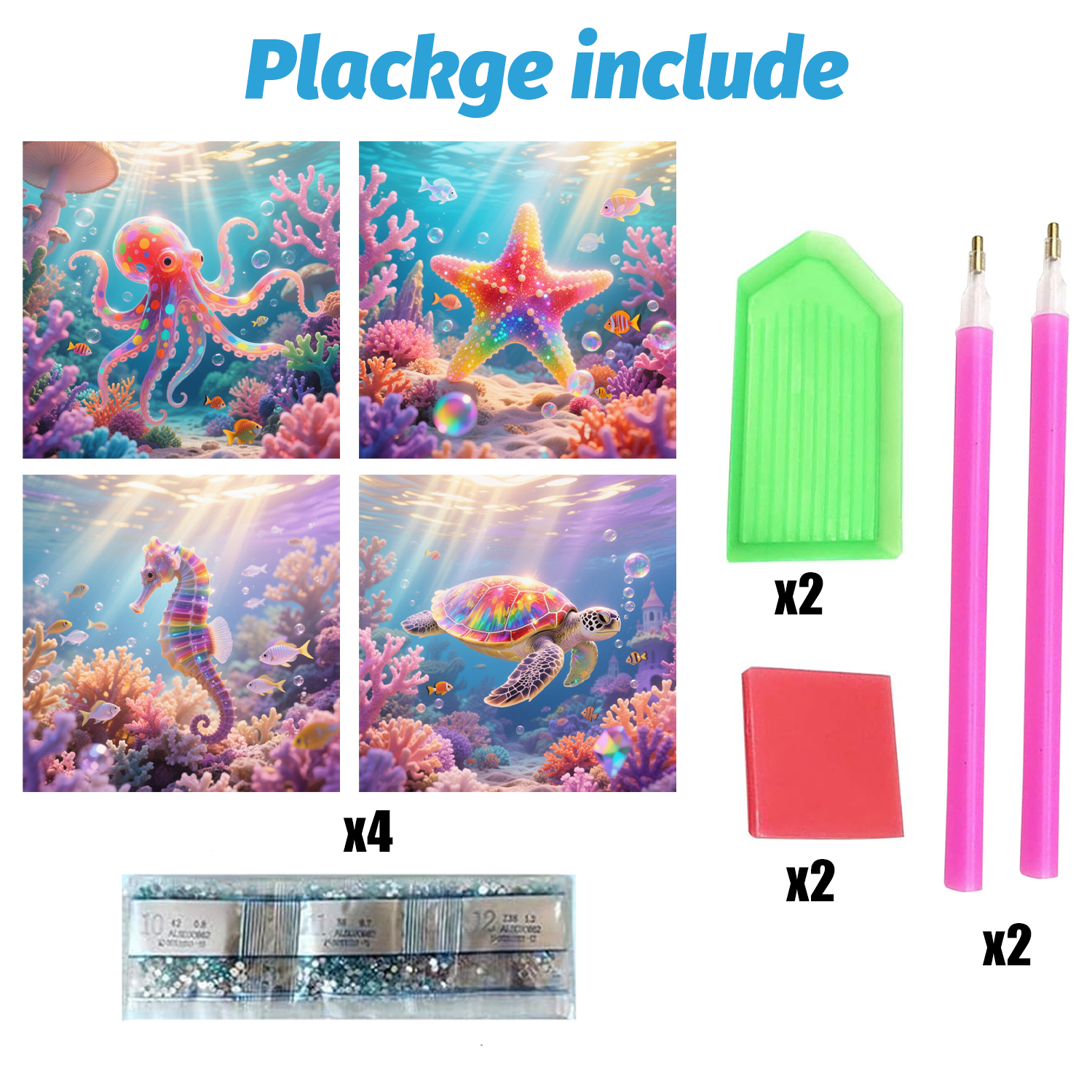 4x Kit peinture strass art rhodoïde