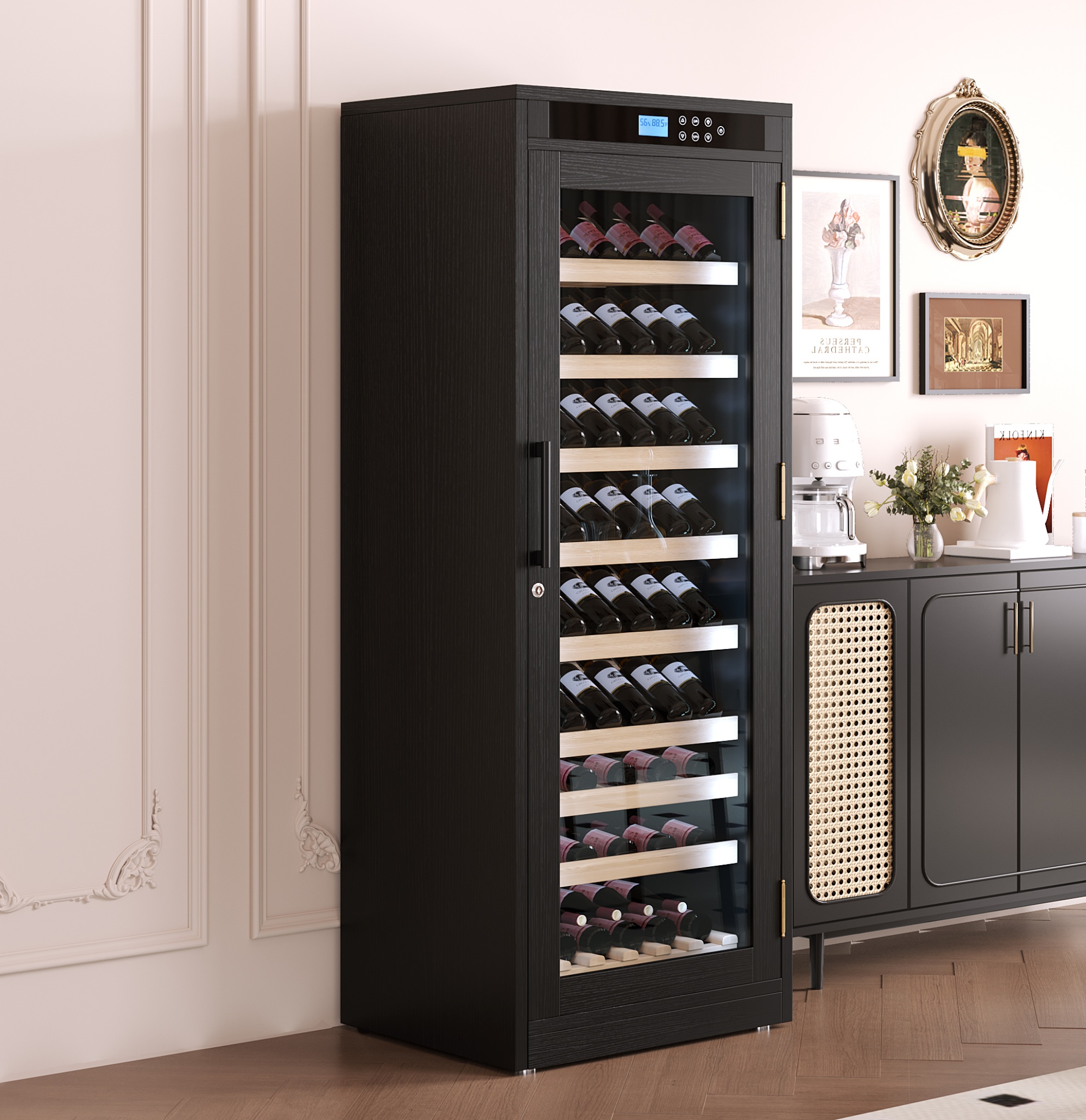Armoire à vin température contrôlée multi-étages noire