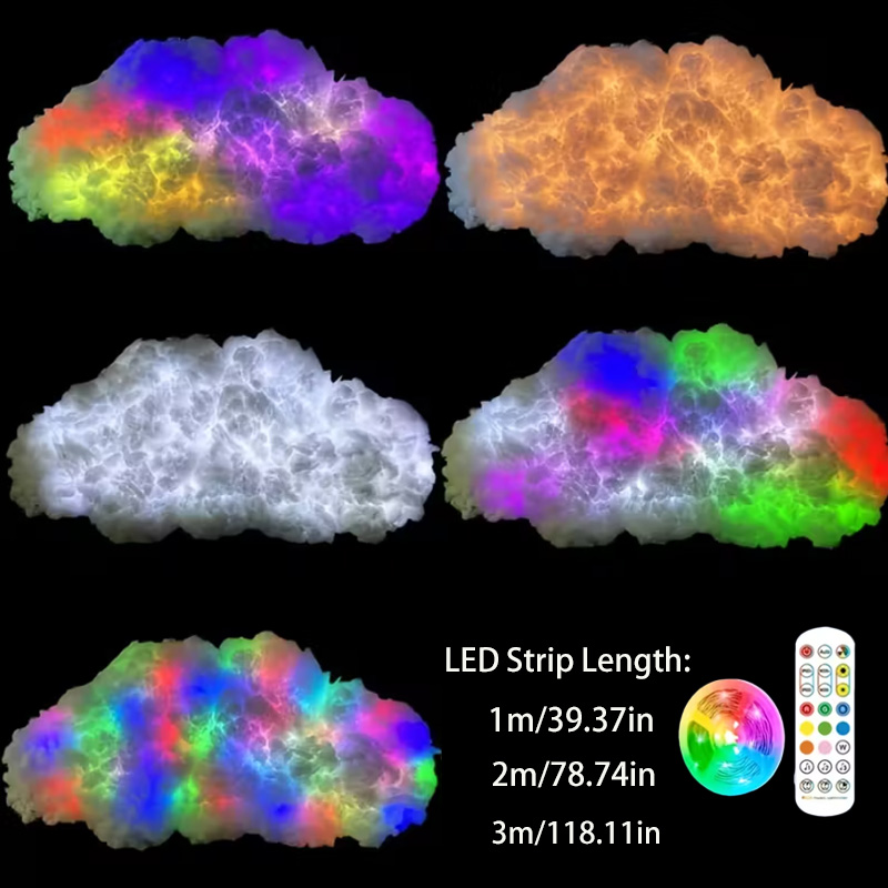 Lampe nuage LED RGB, télécommande couleurs