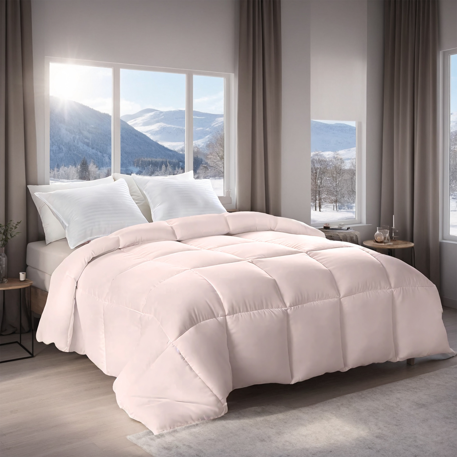 Couette rose extra-large carreaux bohème hôtel