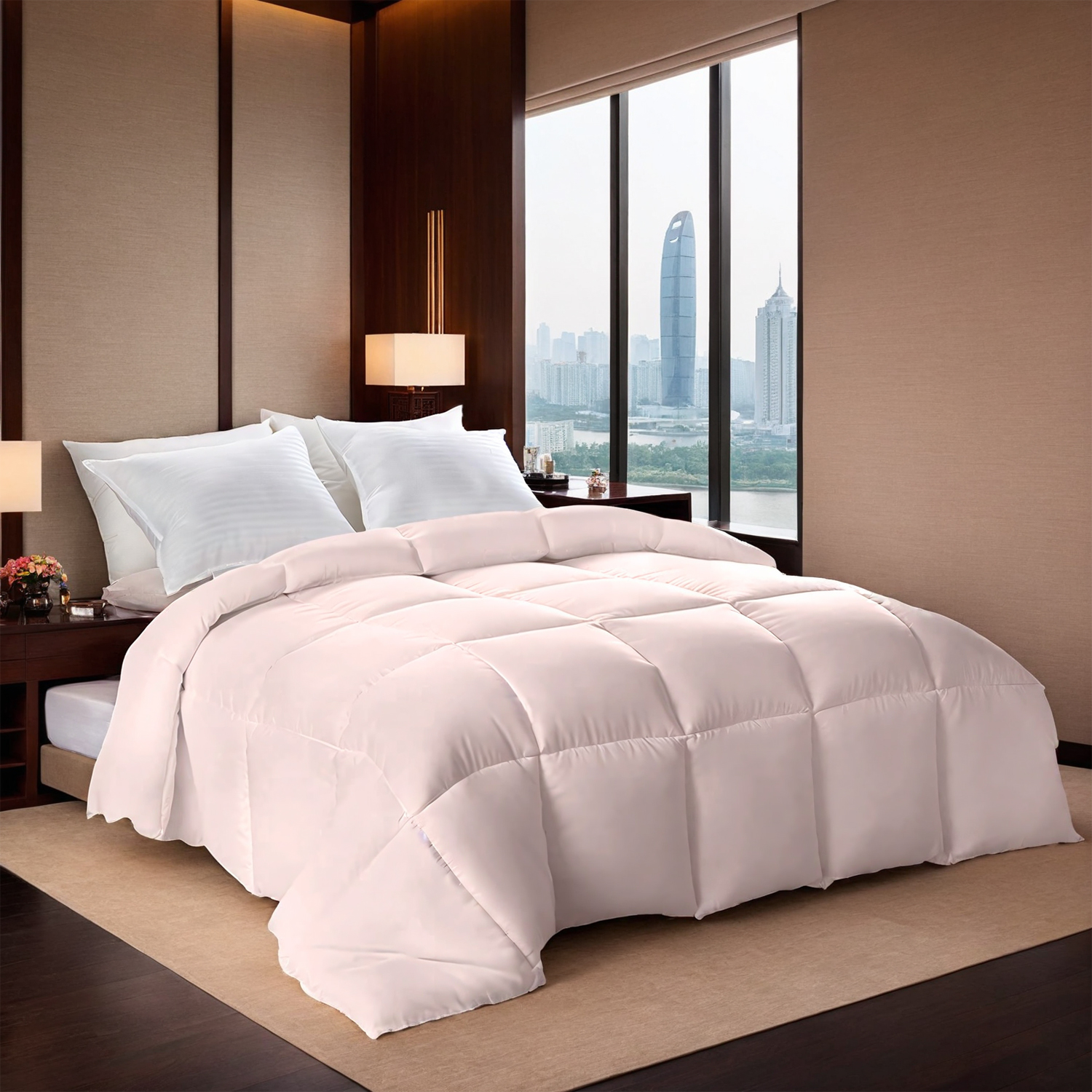 Édredon rose surdimensionné épais, confort peau, lavable, cadeau