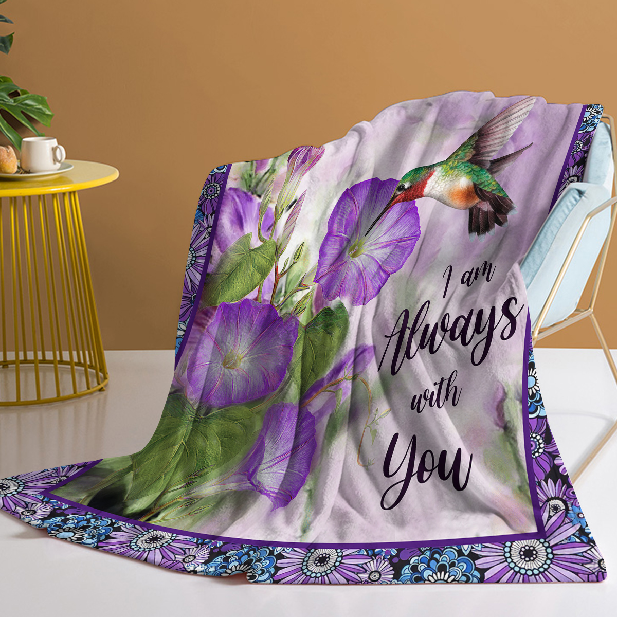 1pc couverture de flanelle motif colibri gloire du matin confortable