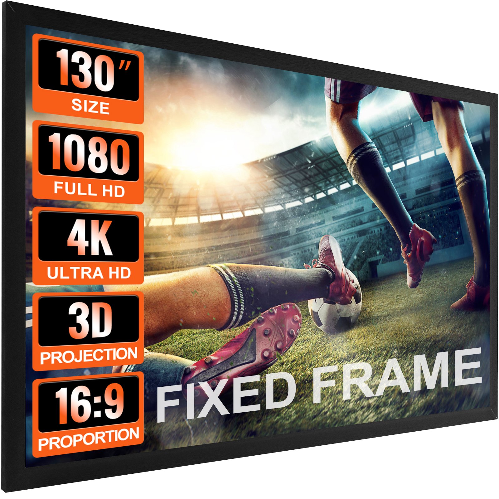 Écran projecteur fixe 130po 16:9 cadre aluminium