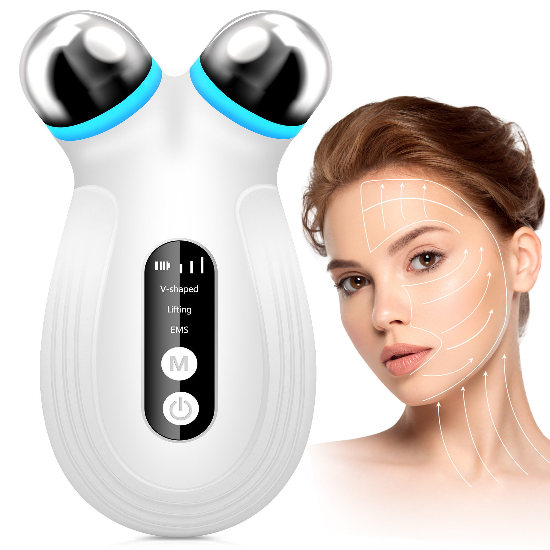 Appareil facial microcourant anti-âge - blanc