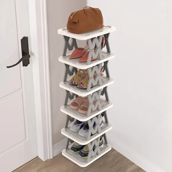 Organiseur chaussures 6 étages pliable étroit espaces restreints