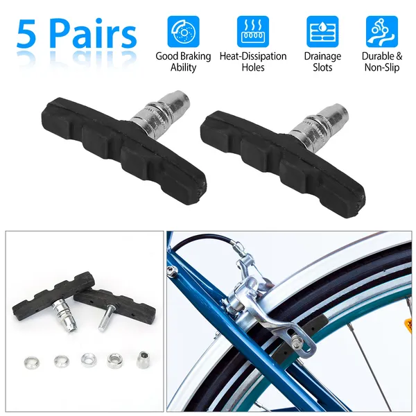 Ensemble 5 paires patins freins vélo V-brake 70mm