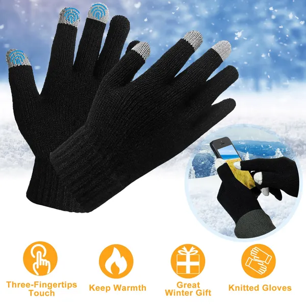 Gants écran tactile homme hiver tricotés chauds sports