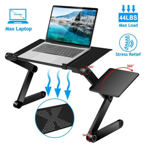 Table laptop pliable lit aluminium plateau souris bureau voyage