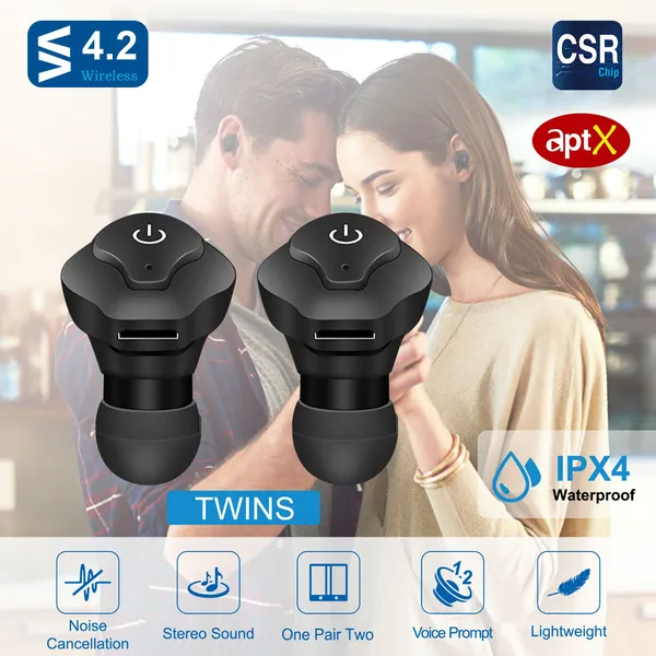 Écouteurs sans fil IP44 réduction bruit CSR V4.2