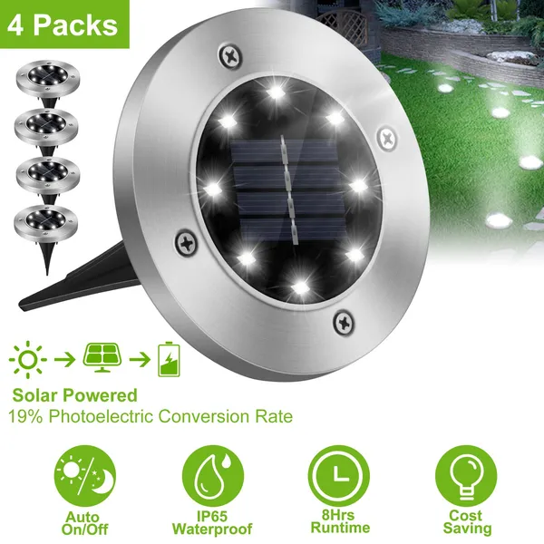 4 Lampes solaires enfouies IP65 décoratives extérieur