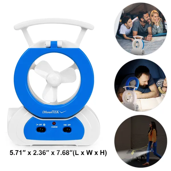 Ventilateur bureau LED 180° lampe torche urgence